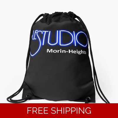 Le Studio Drawstring A Bag Black White & Blue Logo MH White
